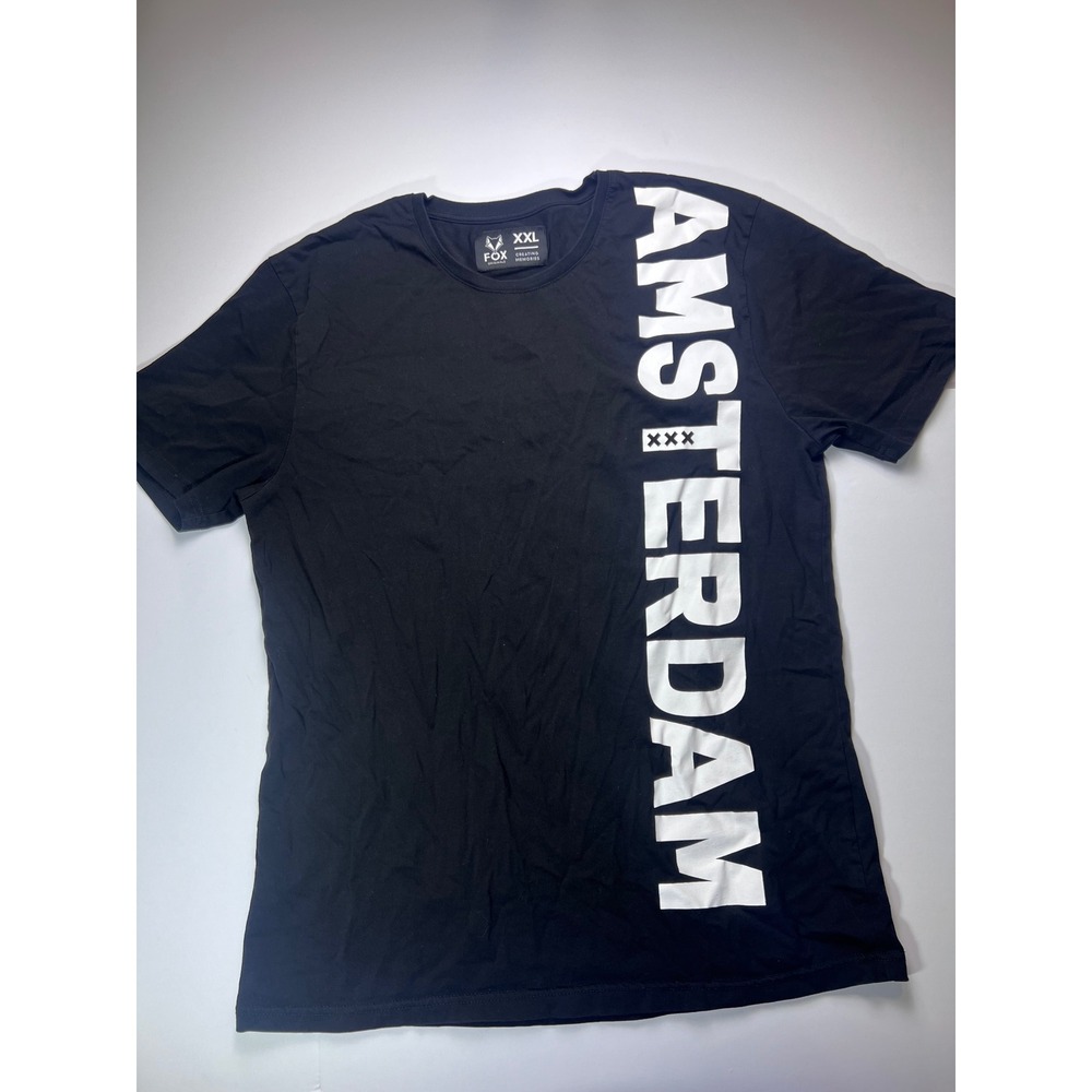 Fox Originals Amsterdam Graphic Tee Mens XXL Black Short Sleeve Souvenir T-Shirt